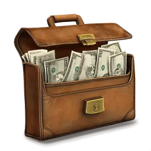 Money briefcase cash symbol paying up to 30x bet